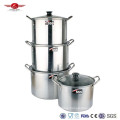 4PCS Stainless Steel Soup Pot with Glass Lid